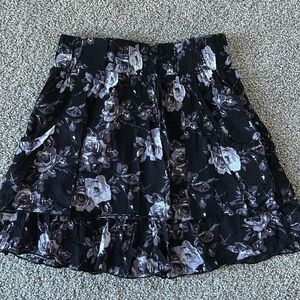 Xhilaration Black Flower Mini Skirt Small